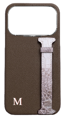 Customized Taupe Himalayan Exotic Crocodile Side Strap Case