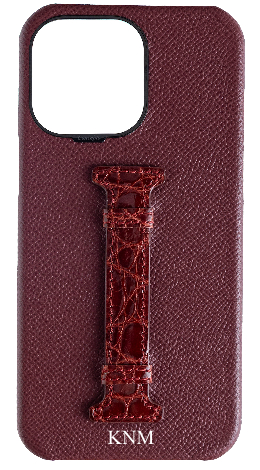 Customized Burgundy Exotic Crocodile Middle Strap Case