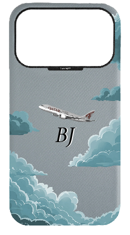 Customized Light Blue Grey Strapless Case 
                 Qatar Airways