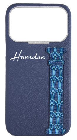 Customized Blue Monogram Side Strap Case
