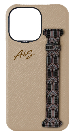 Customized Cream Monogram Side Strap Case