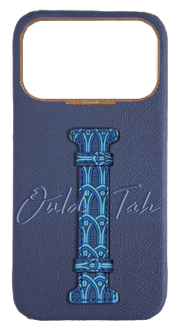 Customized Blue Monogram Middle Strap Case