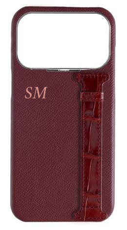 Customized Burgundy Exotic Crocodile Side Strap Case
