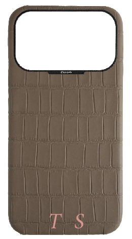 Customized Matte Dark Taupe Strapless Embossed Crocodile Case