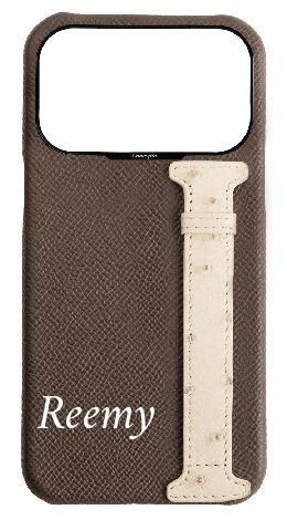 Customized Brown / Cream Exotic Ostrich Side Strap Case