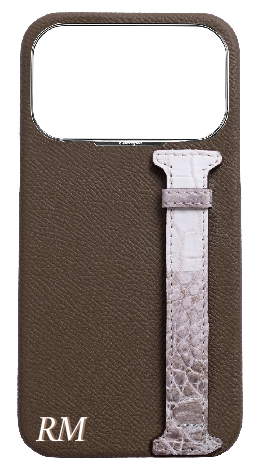 Customized Taupe Himalayan Exotic Crocodile Side Strap Case