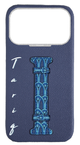 Customized Blue Monogram Middle Strap Case