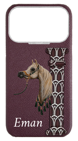 Customized Maroon Monogram Side Strap Case