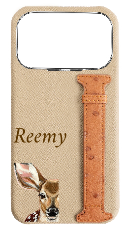 Customized Beige / Tan Exotic Ostrich Side Strap Case
