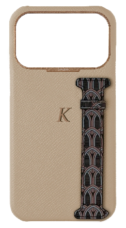 Customized Cream Monogram Side Strap Case