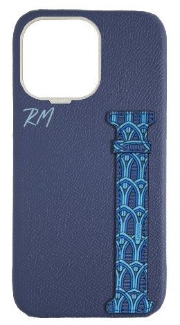 Customized Blue Monogram Side Strap Case