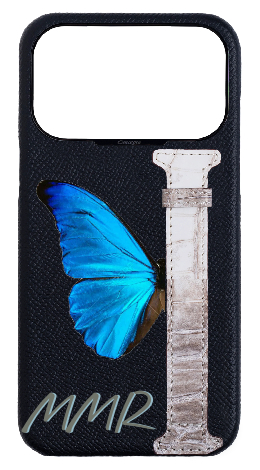 Customized Black Himalayan Exotic Crocodile Side Strap Case