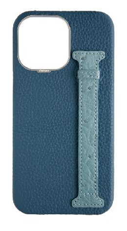 Customized River Blue / Aqua Exotic Ostrich Side Strap Case