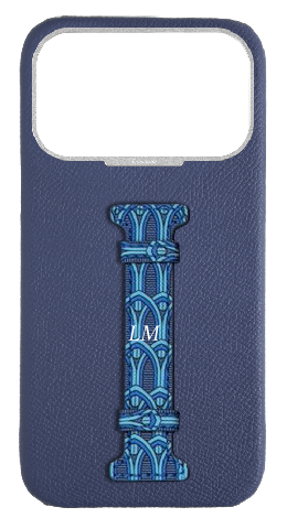 Customized Blue Monogram Middle Strap Case