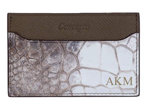 Customized Taupe Himalayan Crocodile Cardholder