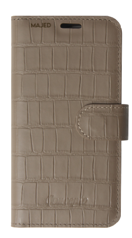 Customized Matte Dark Taupe Embossed Flip Crocodile Case