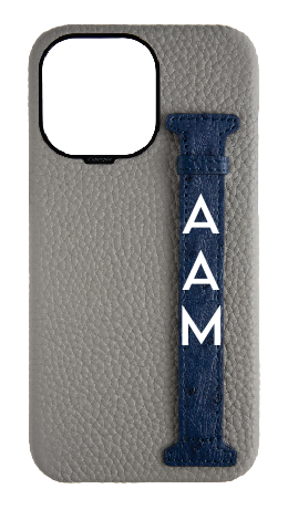 Customized Grey / Navy Exotic Ostrich Side Strap Case