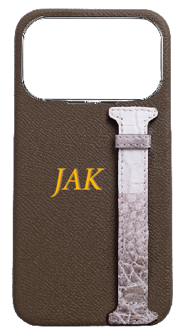 Customized Taupe Himalayan Exotic Crocodile Side Strap Case