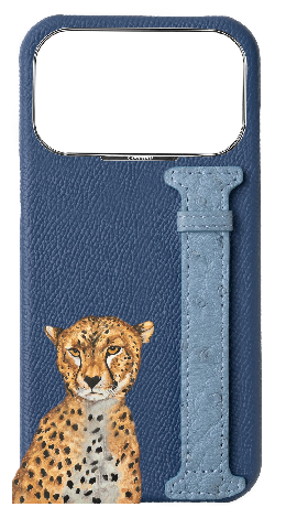 Customized River Blue / Aqua Exotic Ostrich Side Strap Case