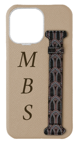 Customized Cream Monogram Side Strap Case