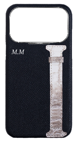 Customized Black Himalayan Exotic Crocodile Side Strap Case