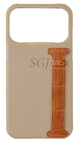 Customized Beige / Tangerine Exotic Crocodile Side Strap Case