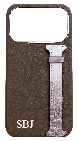 Customized Taupe Himalayan Exotic Crocodile Side Strap Case