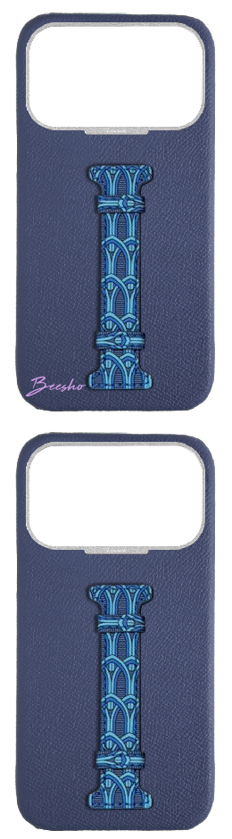 Customized Blue Monogram Middle Strap Case