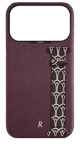 Customized Maroon Monogram Side Strap Case