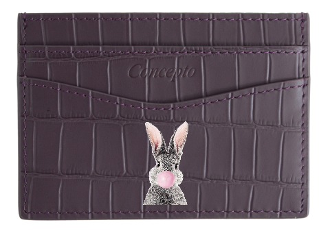 Customized Embossed Deep Purple Crocodile Cardholder