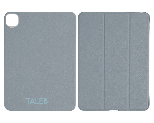 Customized Light Blue Grey Epsom iPad Case