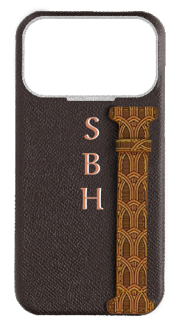 Customized Brown Monogram Side Strap Case