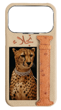 Customized Beige / Tan Exotic Ostrich Side Strap Case