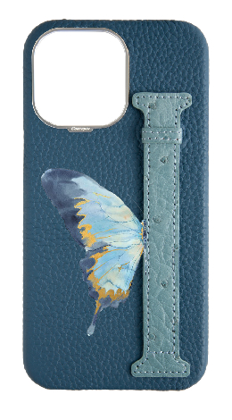 Customized River Blue / Aqua Exotic Ostrich Side Strap Case