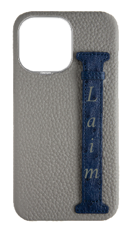 Customized Grey / Navy Exotic Ostrich Side Strap Case