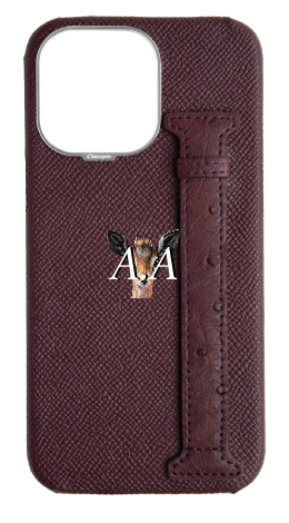 Customized Maroon Exotic Ostrich Side Strap Case