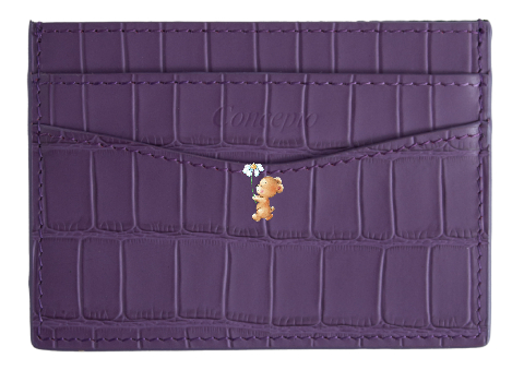 Customized Embossed Purple Crocodile Cardholder