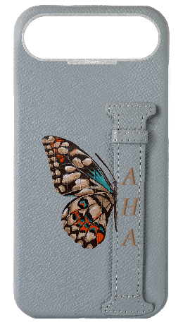 Customized Light Blue Grey Epsom Side Strap Case