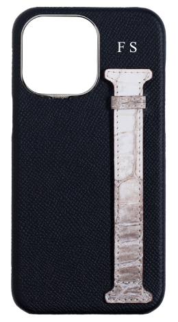 Customized Black Himalayan Exotic Crocodile Side Strap Case