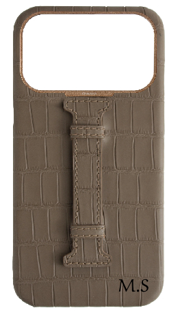 Customized Matte Dark Taupe Embossed Crocodile Case