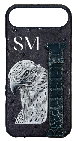 Customized Navy Exotic Ostrich &amp; Crocodile Side Strap Case