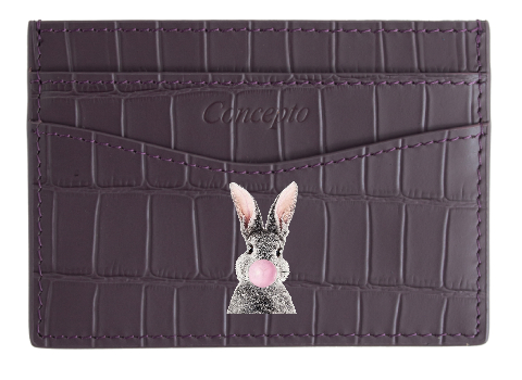 Customized Embossed Deep Purple Crocodile Cardholder