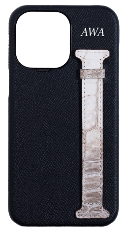Customized Black Himalayan Exotic Crocodile Side Strap Case