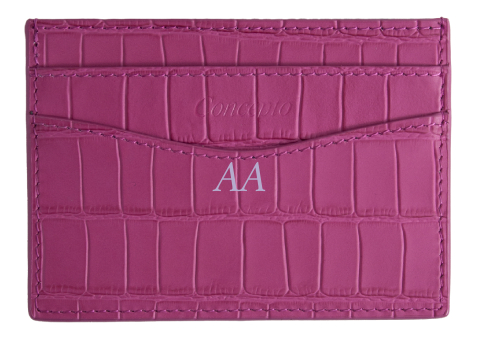 Customized Embossed Fuchsia Crocodile Cardholder