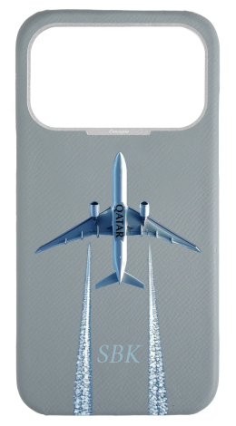 Customized Light Blue Grey Strapless Case 
                 Qatar Airways Flyover