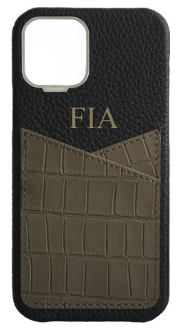 Customized Matte Dark Taupe Embossed Pocket Crocodile Case