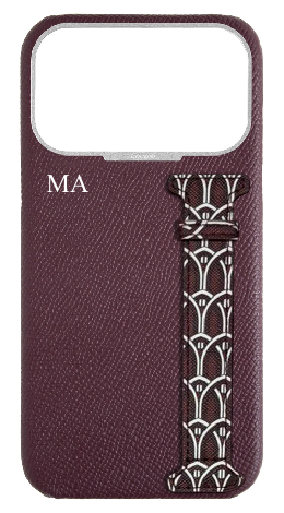 Customized Maroon Monogram Side Strap Case