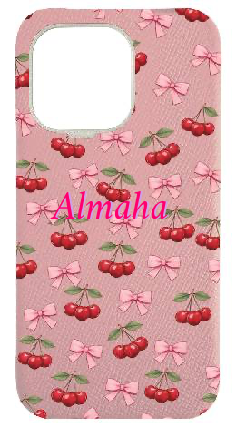 Customized Blush Pink Strapless Case 
                 Cherry Ribbon