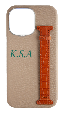 Customized Beige / Tangerine Exotic Crocodile Side Strap Case
