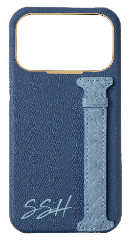 Customized River Blue / Aqua Exotic Ostrich Side Strap Case